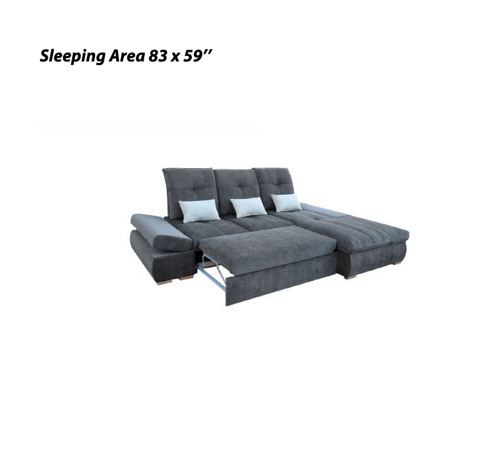 ESF Estero Sectional Sofa in Gray Fabric w/Bed & Storage