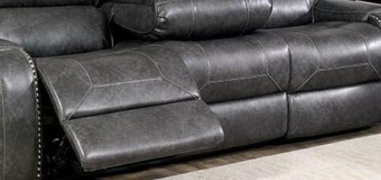 Furniture of America WALTER SOFA Leatherette, Solid Wood, Sofa w, Cup holders in Drop-down Table and Nailhead Trim