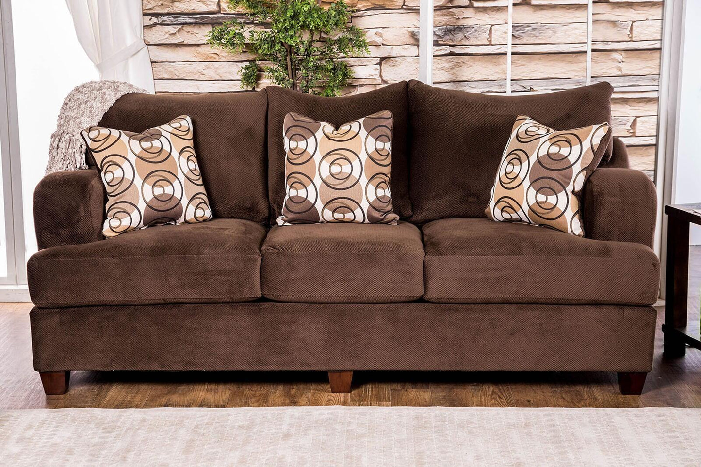 Furniture of America WESSINGTON SOFA High-Density Foam T-Cushions, Premium Fabric  and Pillows Included