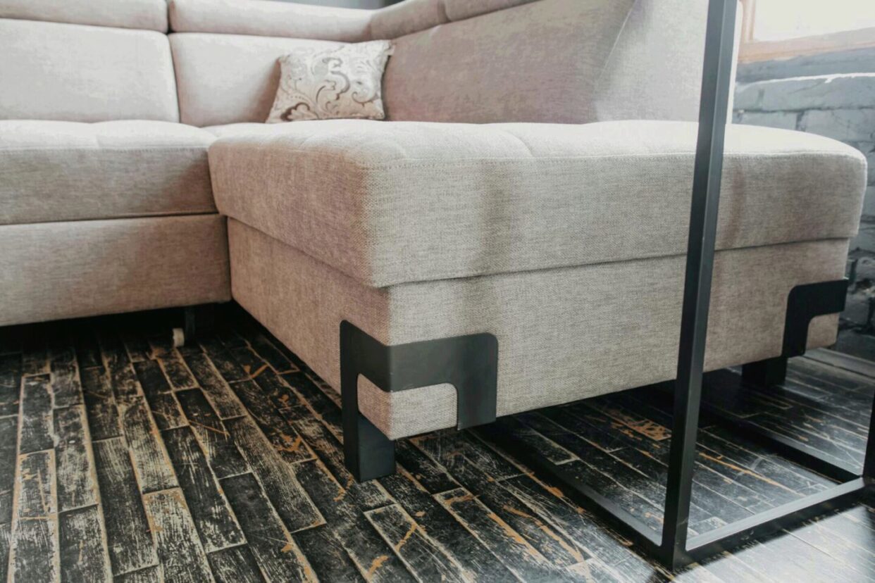 ESF Grey Fabric Garda Sectional Modern Sofa Right w/ Bed & Storage