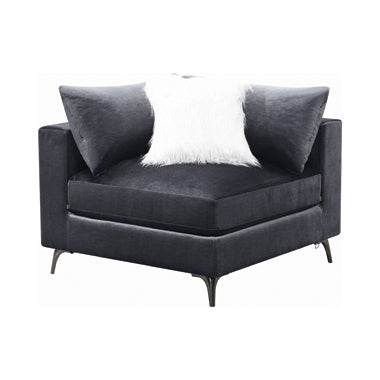 Coaster Schwartzman Removable Cushion Corner Charcoal |Width: 40 in Depth: 40 in Height: 27.5 in |velvet