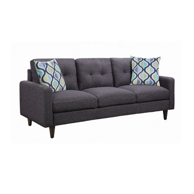 Coaster Watsonville Tufted Back Sofa Grey| Linen-like| Width: 76.5 in Depth: 33.75 in Height: 34.25 in