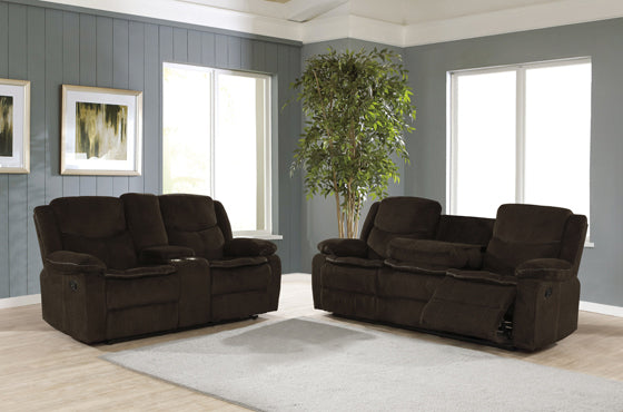 Coaster Jennings 2-Piece Motion Living Room Set Brown |Performance Chenille