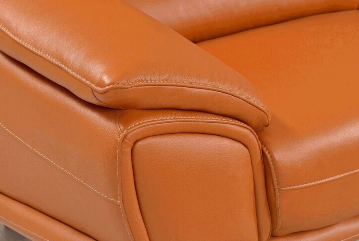ESF 533 Chic Orange Leather Sectional Modern Sofa With Head Support