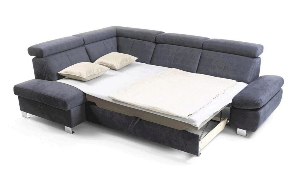 ESF Happy Sectional Sofa RHC w/Bed & Storage Gray Fabric