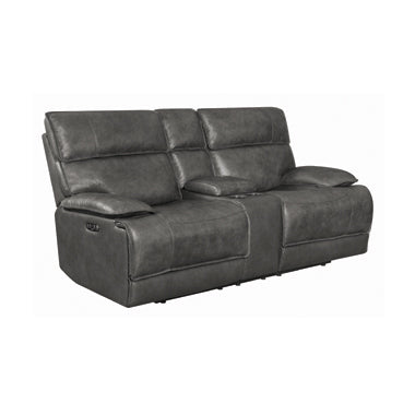 Coaster Stanford Cushion Back Power Loveseat Charcoal |Width: 79 in Depth: 41 in Height: 40 in |Leather/PVC