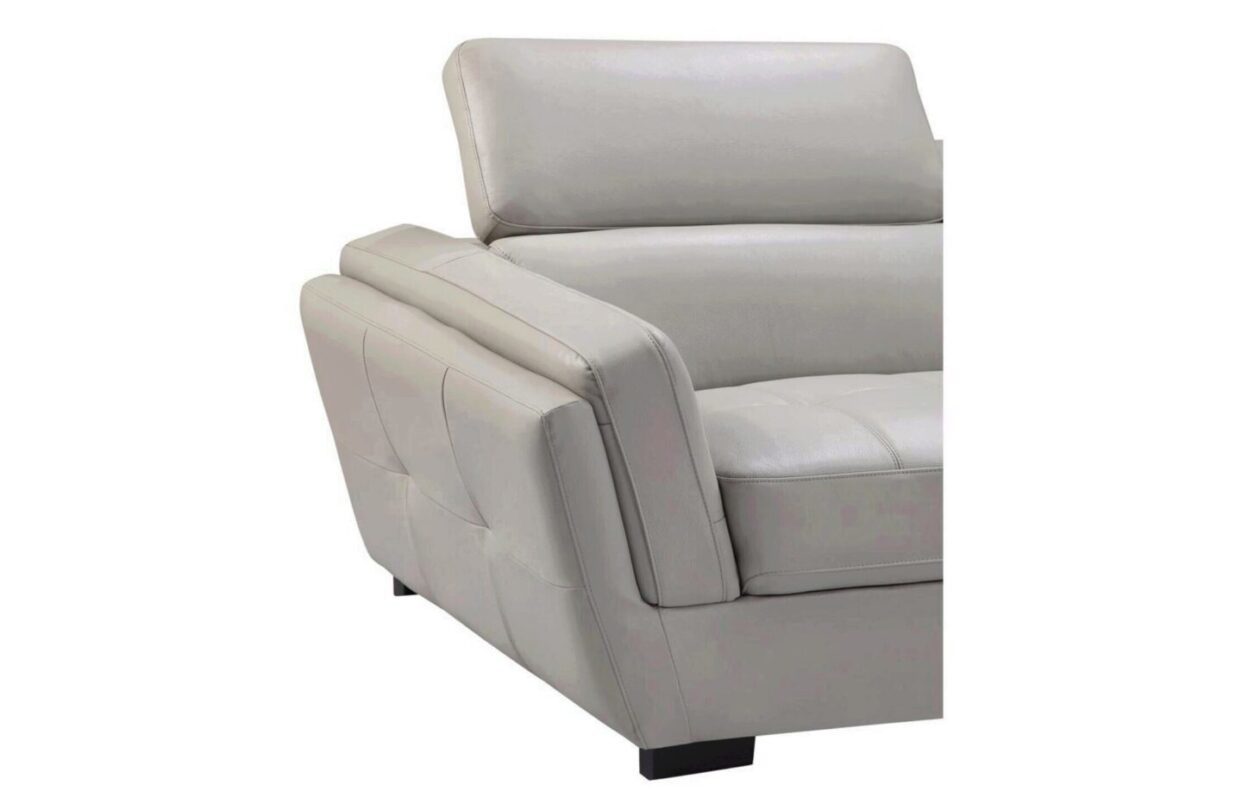 ESF 2566 Light Grey Top-grain Leather Modular Sectional Sofa