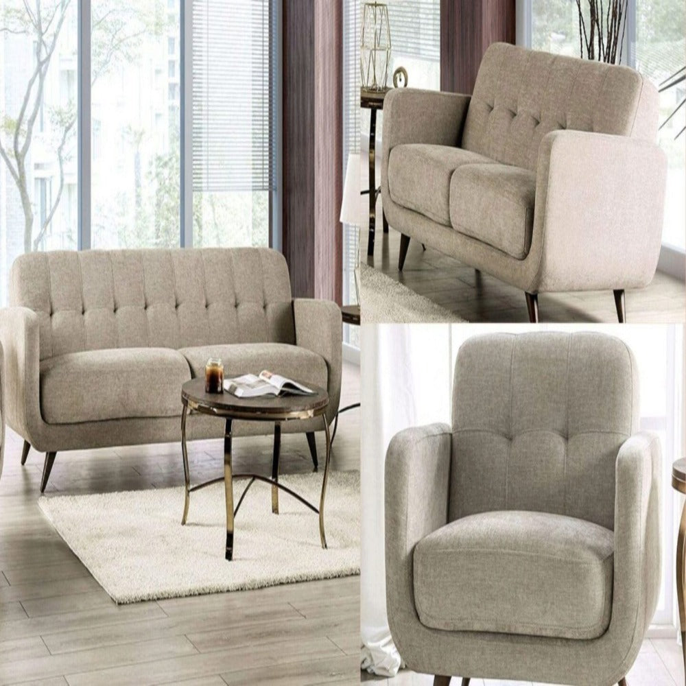 Furniture of America SIEGEN SOFA Contrast Stitching, Mid-century Modern and Angled Legs