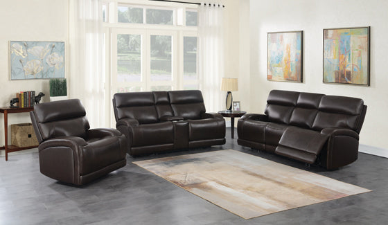Coaster Longport 3-Piece Upholstered Power Living Room Set Dark Brown