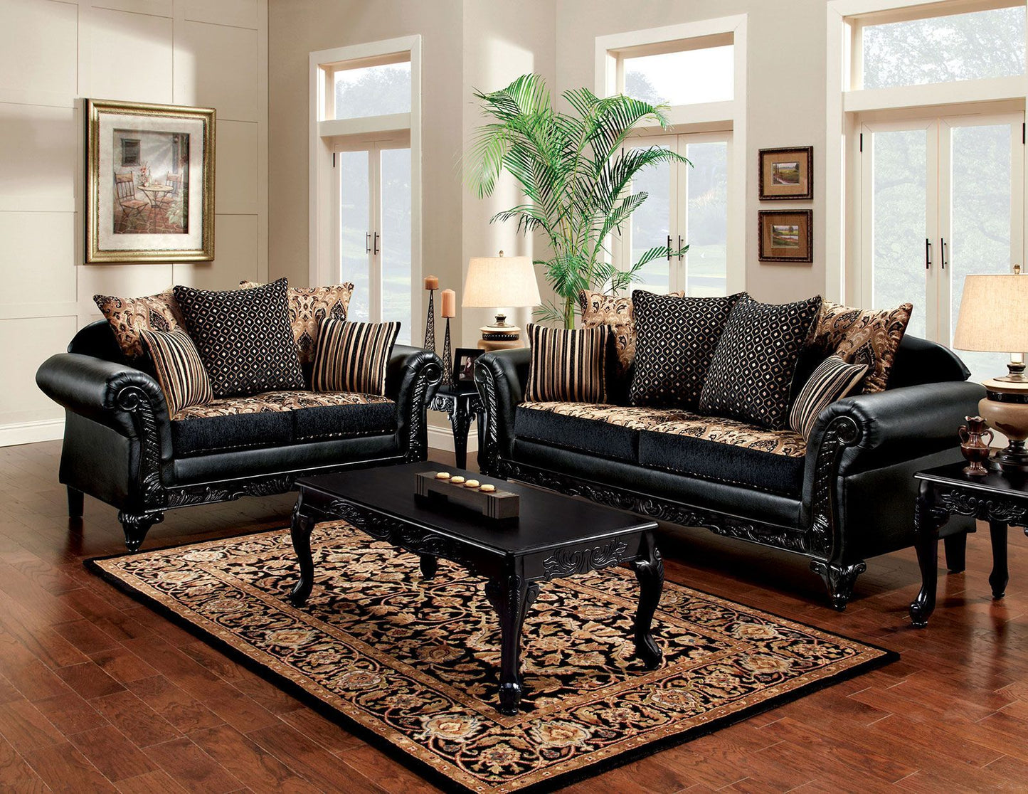 Furniture of America THEODORA LOVE SEAT Loose Back Pillows & High-Density Foam Cushions Pillows Included