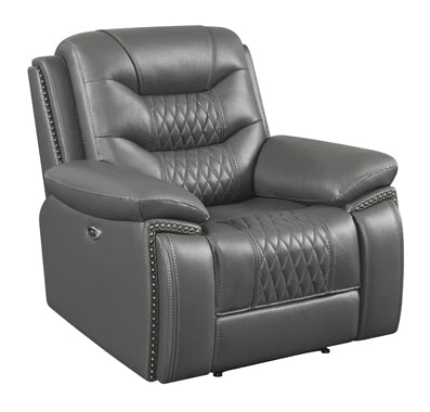 Coaster Flamenco Tufted Upholstered Recliner Charcoal |Breathable performance leatherette
