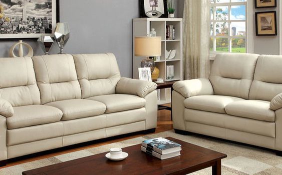 Furniture of America PARMA SOFA Leatherette, Solid Wood, Large Padded Arms and Plush Cushions