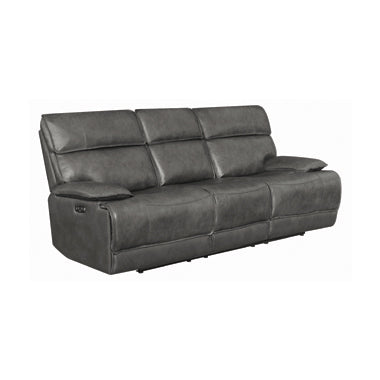 Coaster Stanford Cushion Back Power Sofa Charcoal |Width: 90 in Depth: 41 in Height: 40 in |Leather/PVC
