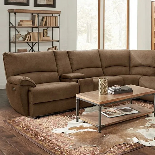 Furniture of America® Cerelia 6-Piece Brown Power Reclining Sectional