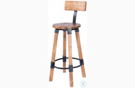 River Natural Wood and Metal Pub Table Set