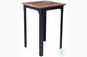 River Natural Wood and Metal Pub Table Set