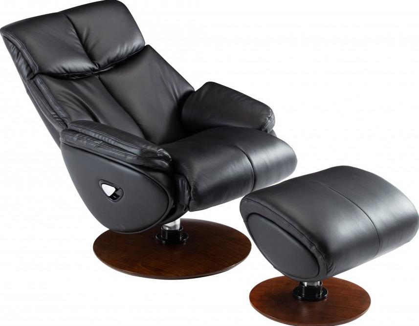 BarcaLounger Alicia Pedestal Recliner with Ottoman in Capri Black