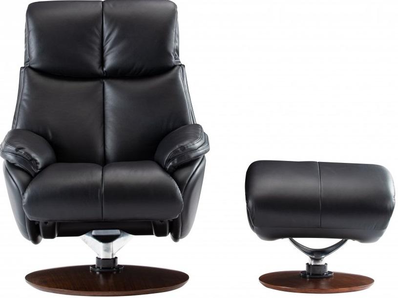 BarcaLounger Alicia Pedestal Recliner with Ottoman in Capri Black