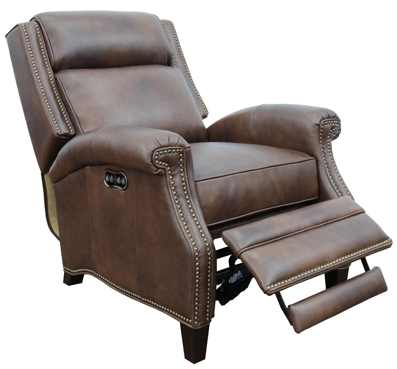 BarcaLounger Barrett Power Recliner with Power Head Rest in Worthington-cognac