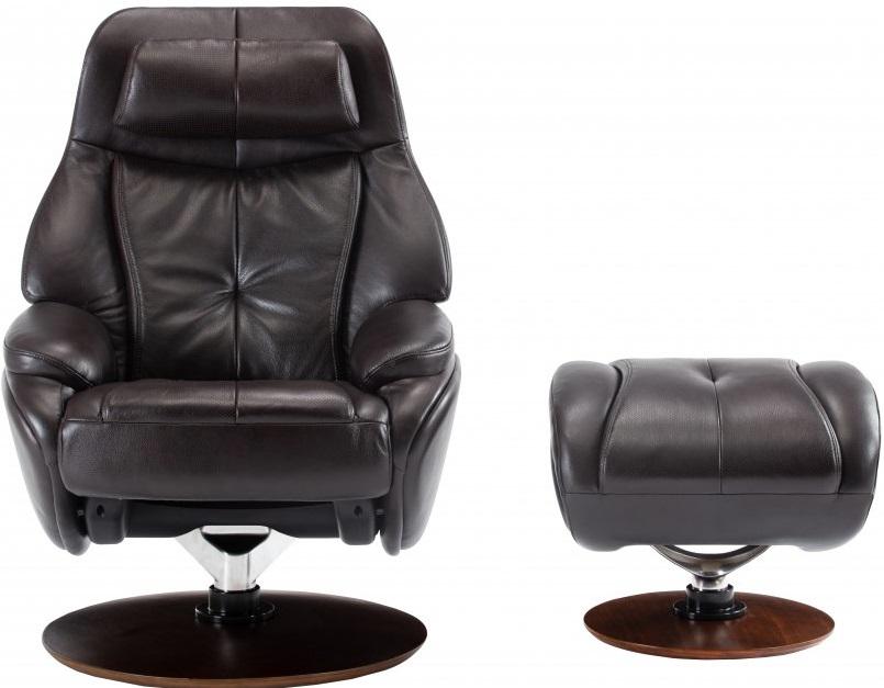 BarcaLounger Marjon Pedestal Recliner with Ottoman in Janie Chocolate