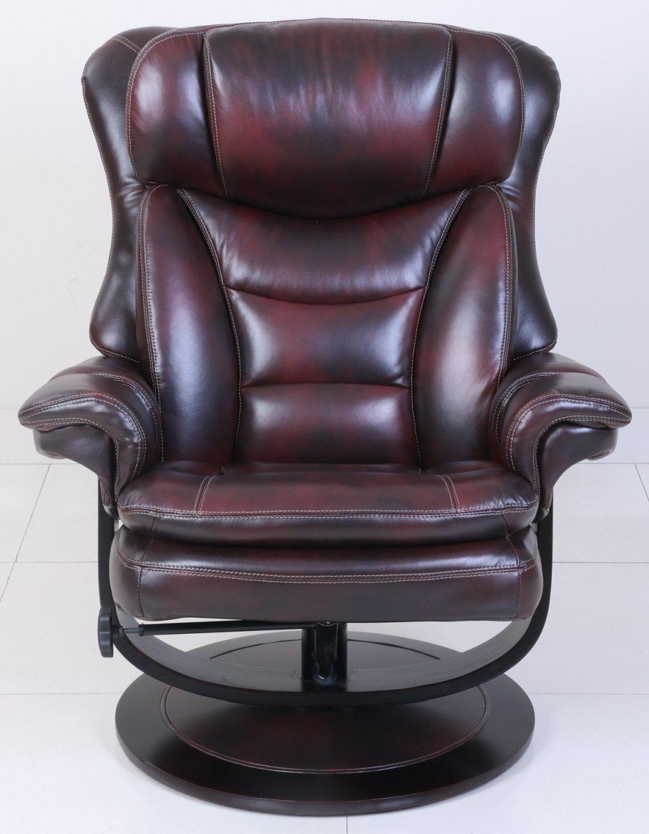 BarcaLounger Roscoe Pedestal Recliner / Ottoman in Mahogany 15-8039