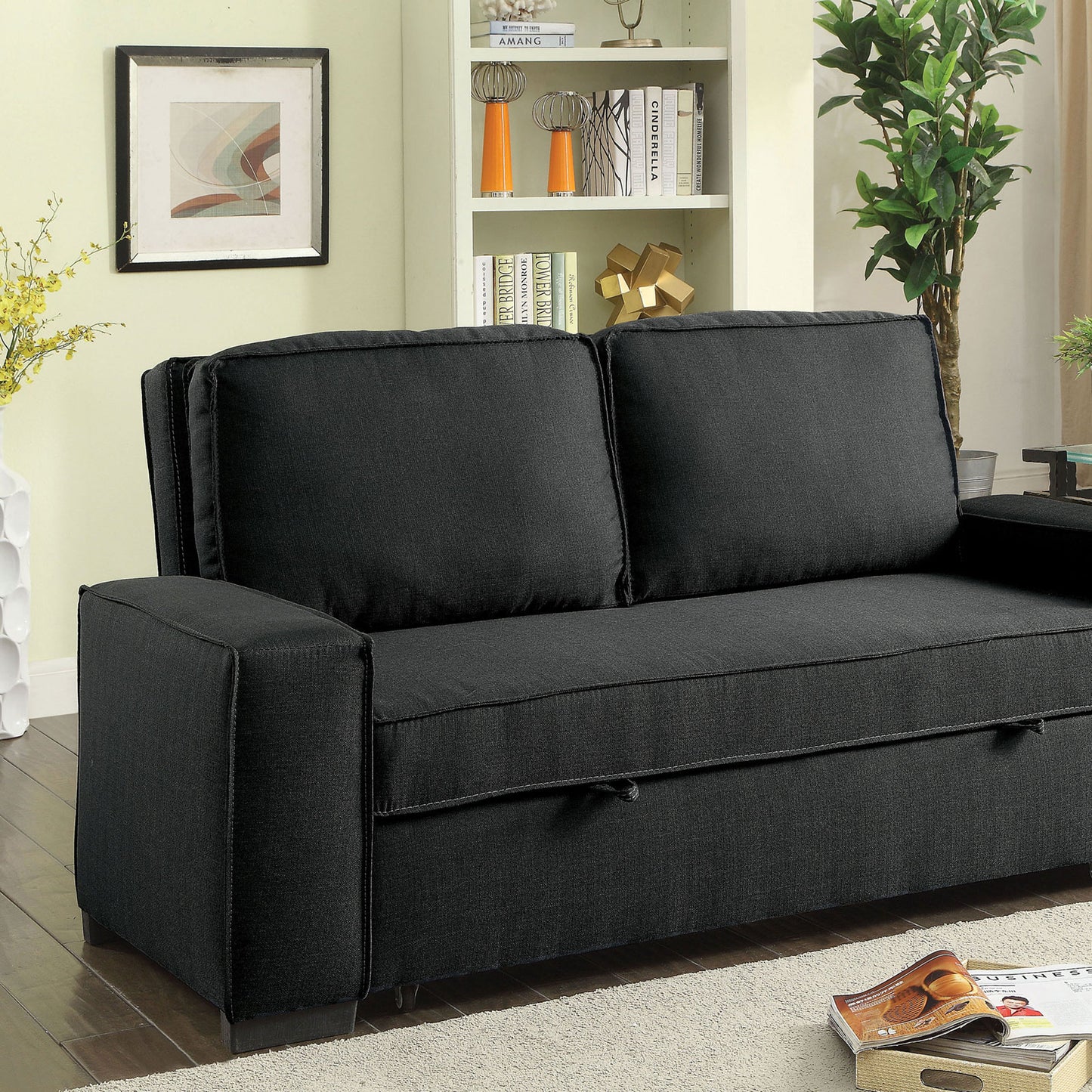 Furniture of America Balbriggan Warm Gray Futon Sofa