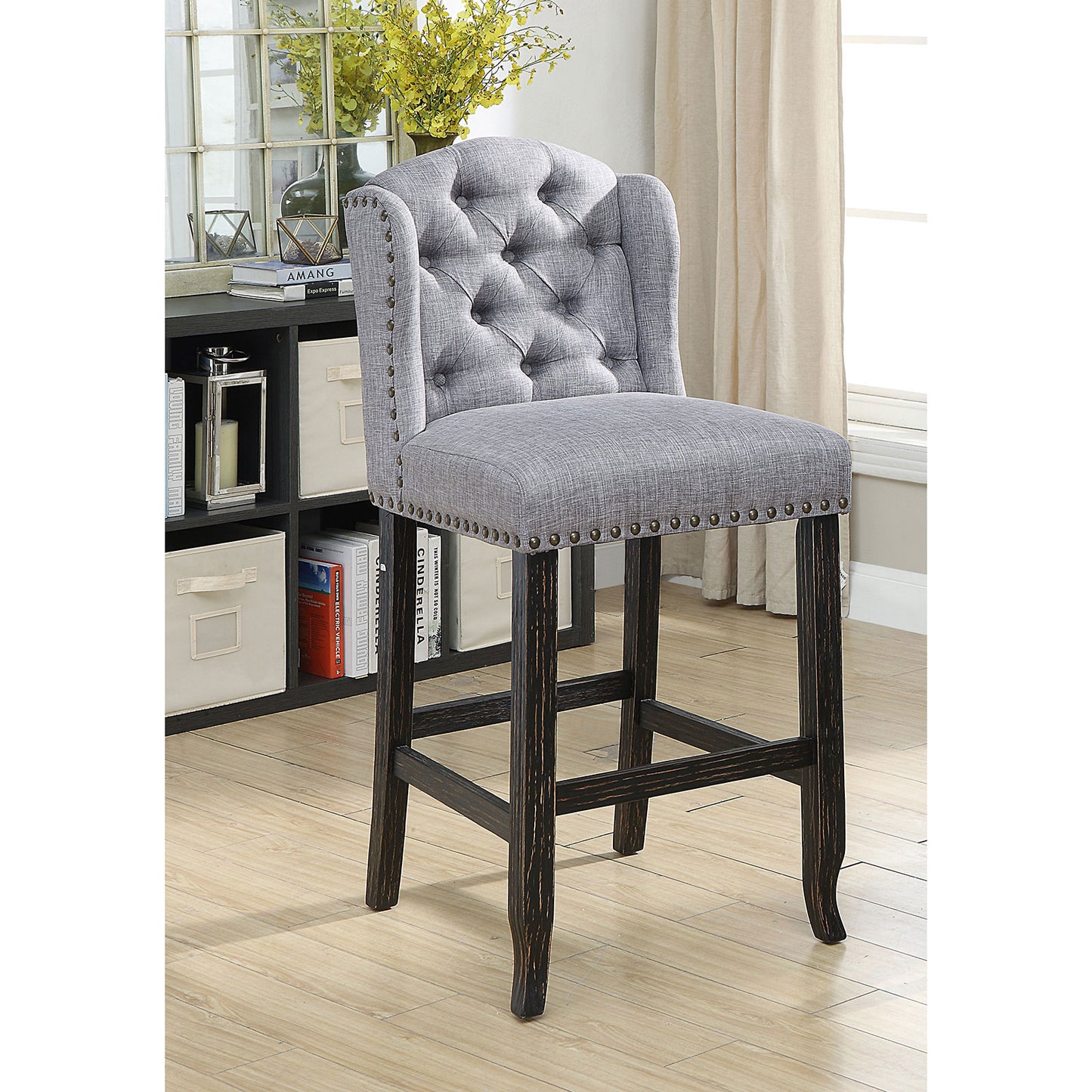 Furniture of America SANIA Bar Ht. Wingback Chair (2/CTN)