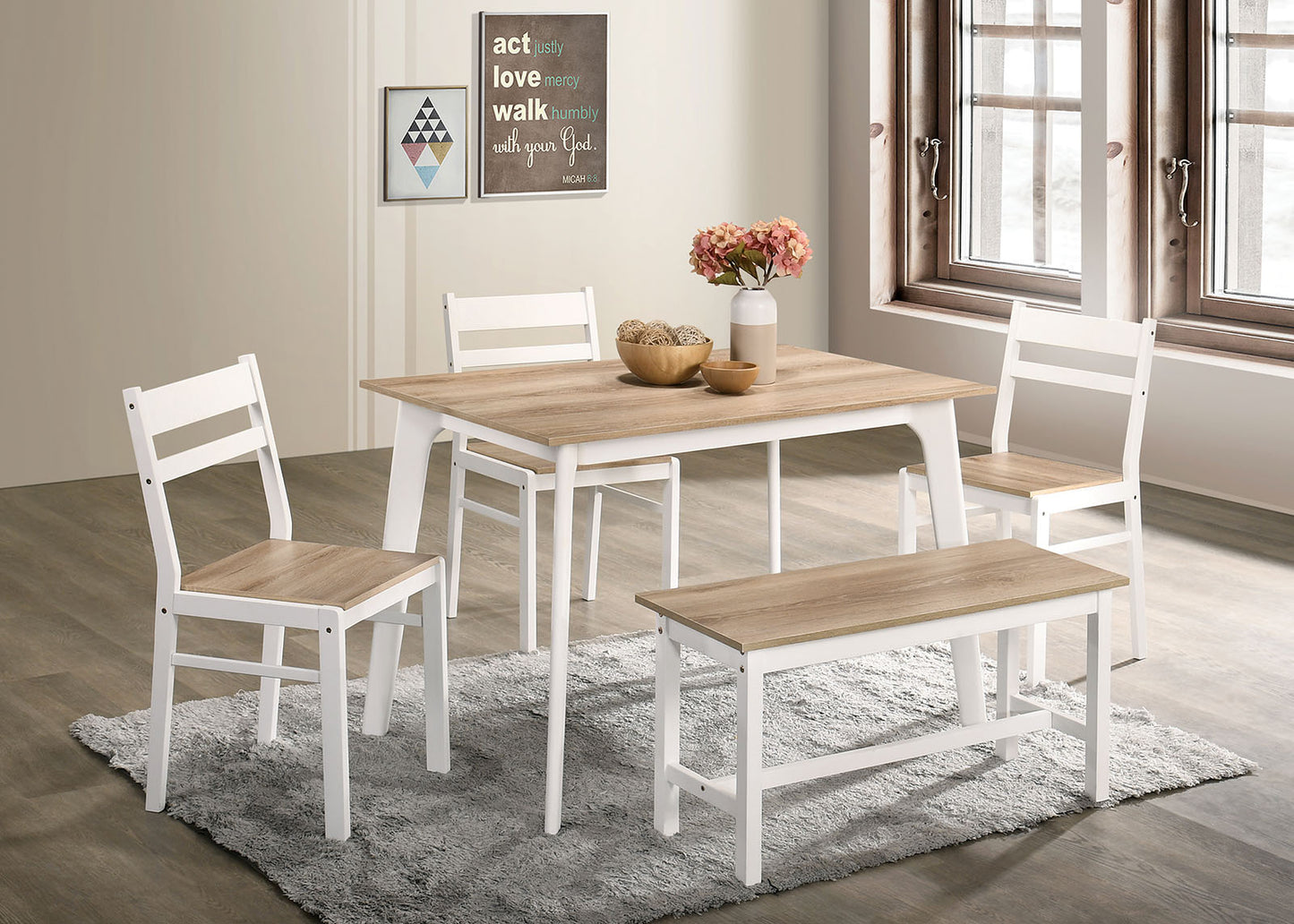 Furniture Of America DEBBIE 5 Pc. Dining Table Set w/ Bench