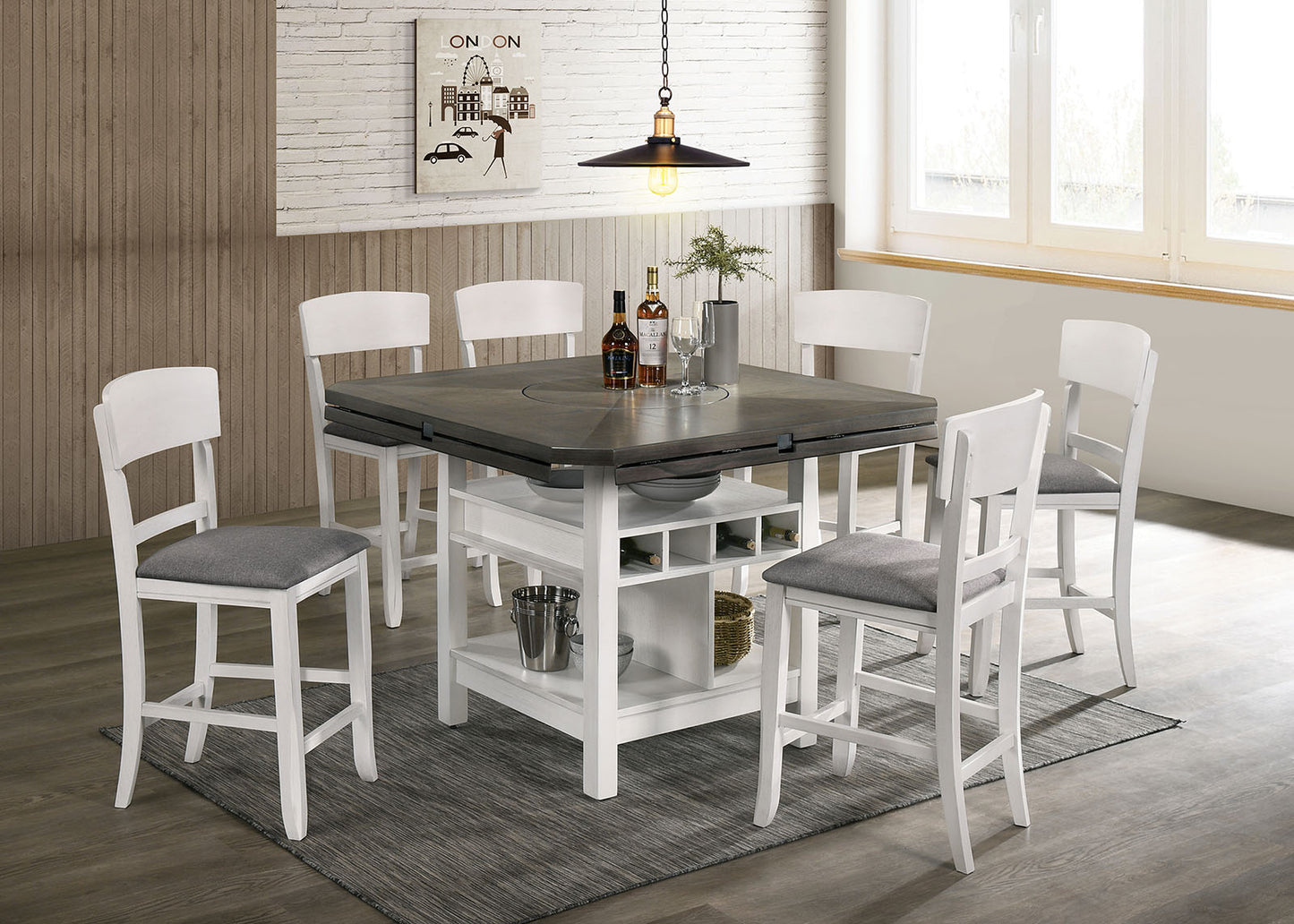 Furniture of America STACIE 7 PC. Dining Table Set