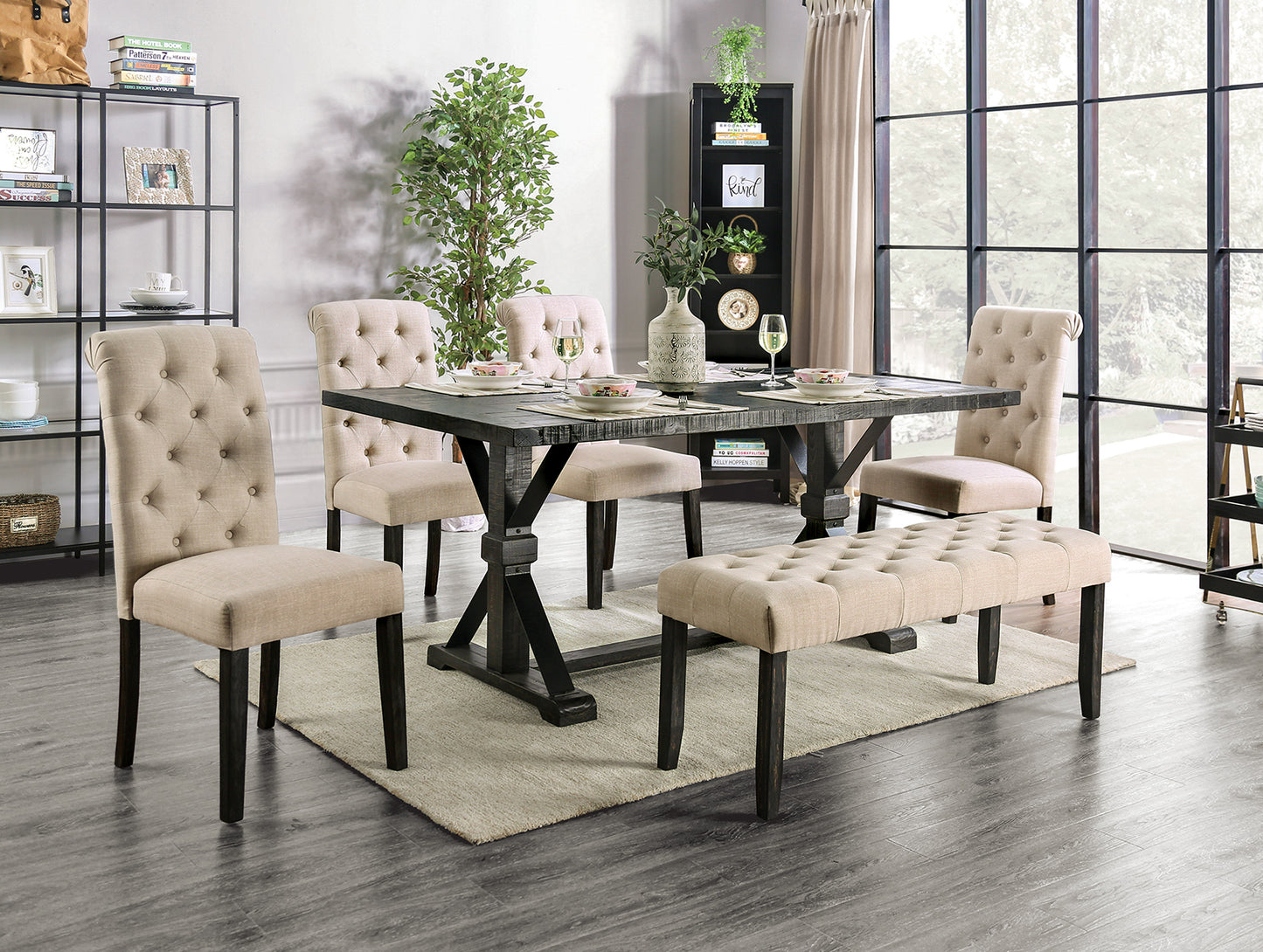 Furniture Of America ALFRED 6 Pc. Dining Table Set W/ Bench