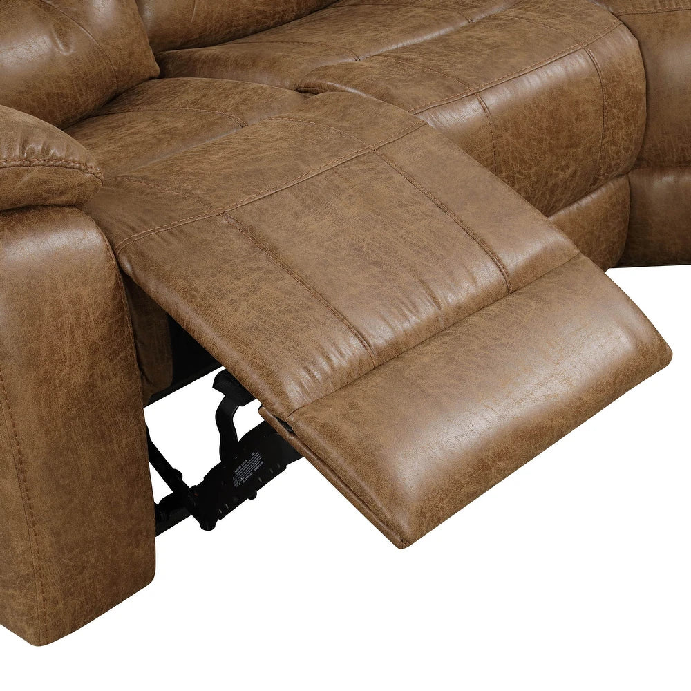 Furniture of America Charlestly 2-Piece Brown Faux Leather Sectional and Recliner Set
