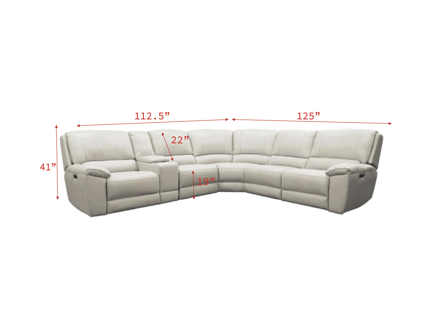 Parker House Scott Alabaster Modular Power 6pc Reclining Sectional