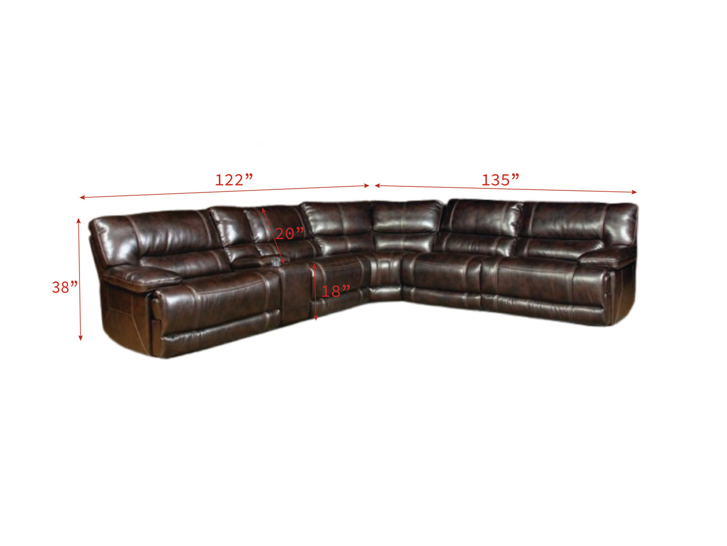 Parker House Pegasus Nutmeg Modular Power 6pc Reclining Sectional