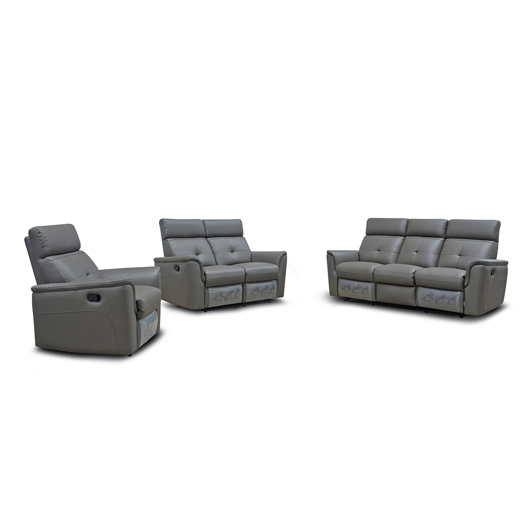 ESF 8501 Reclining Sofa in Dark Gray Half Leather