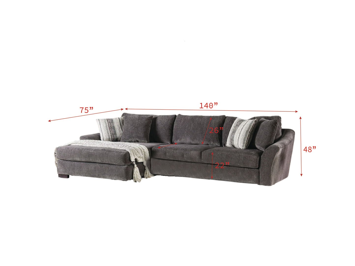 Furniture of America Sigge Charcoal Sectional