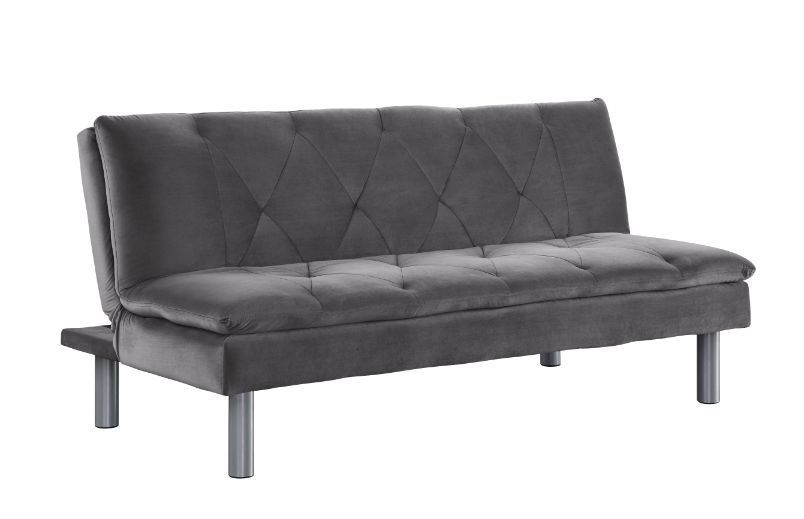 ACME Cilliers Adjustable Sofa with Metal Leg in Gray Velvet and Chrome Finish