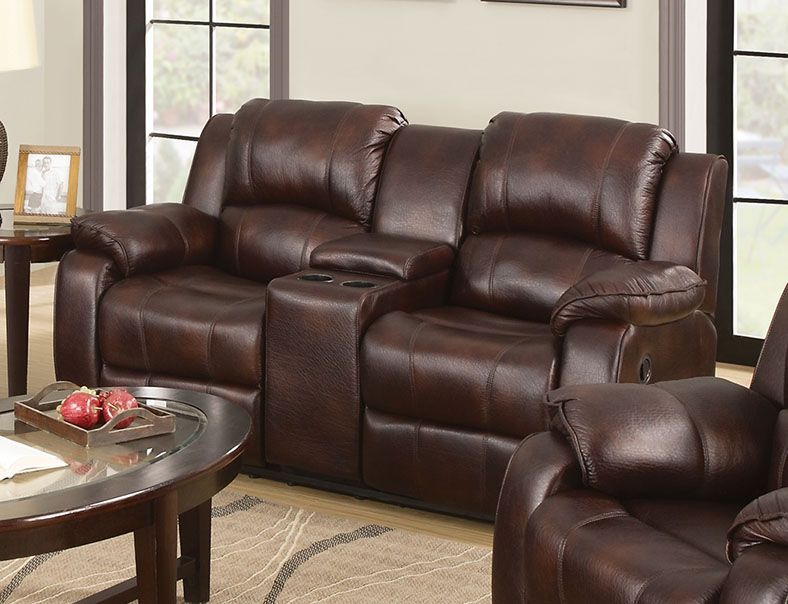 ACME Zanthe Loveseat Brown Polished Microfiber