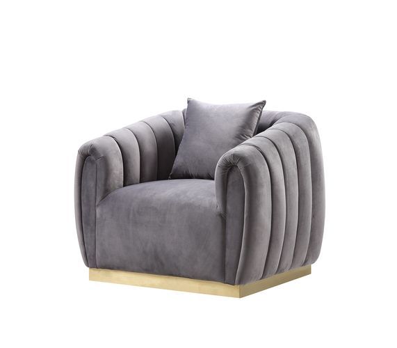 ACME Elchanon chair in Gray Velvet & Gold