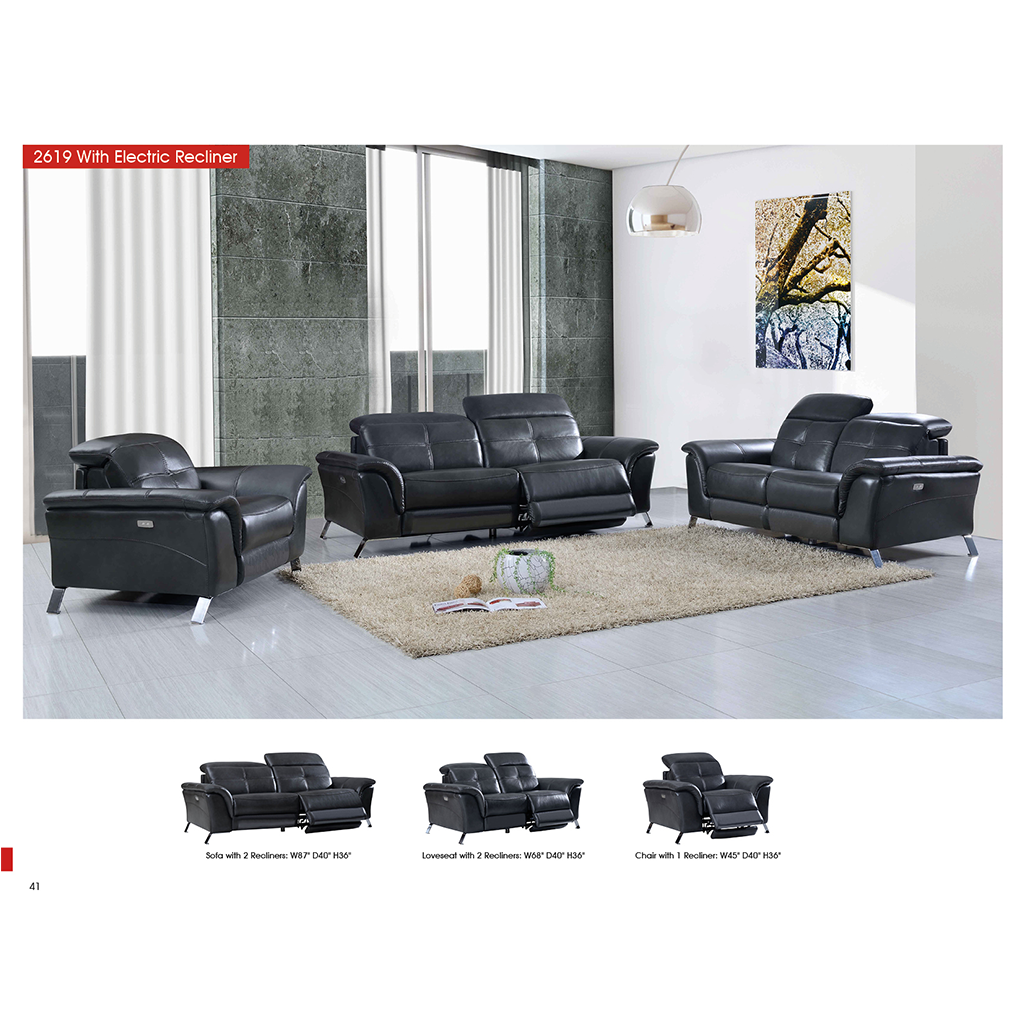 ESF 2619 Top Grain Leather Sofa with Electric Recliners