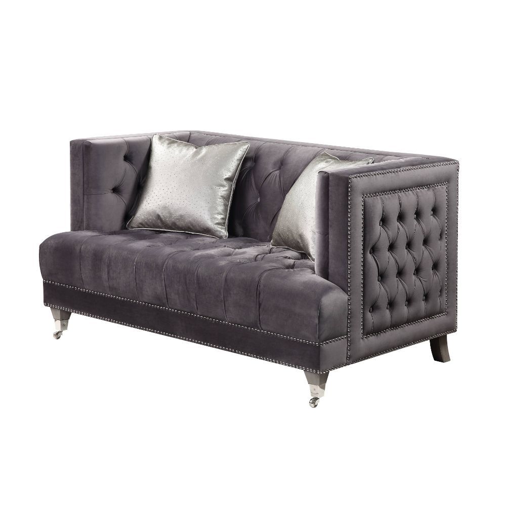 ACME Hegio Loveseat Gray Velvet