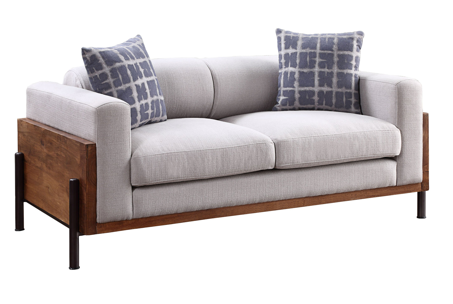 ACME Pelton Loveseat Fabric & Walnut