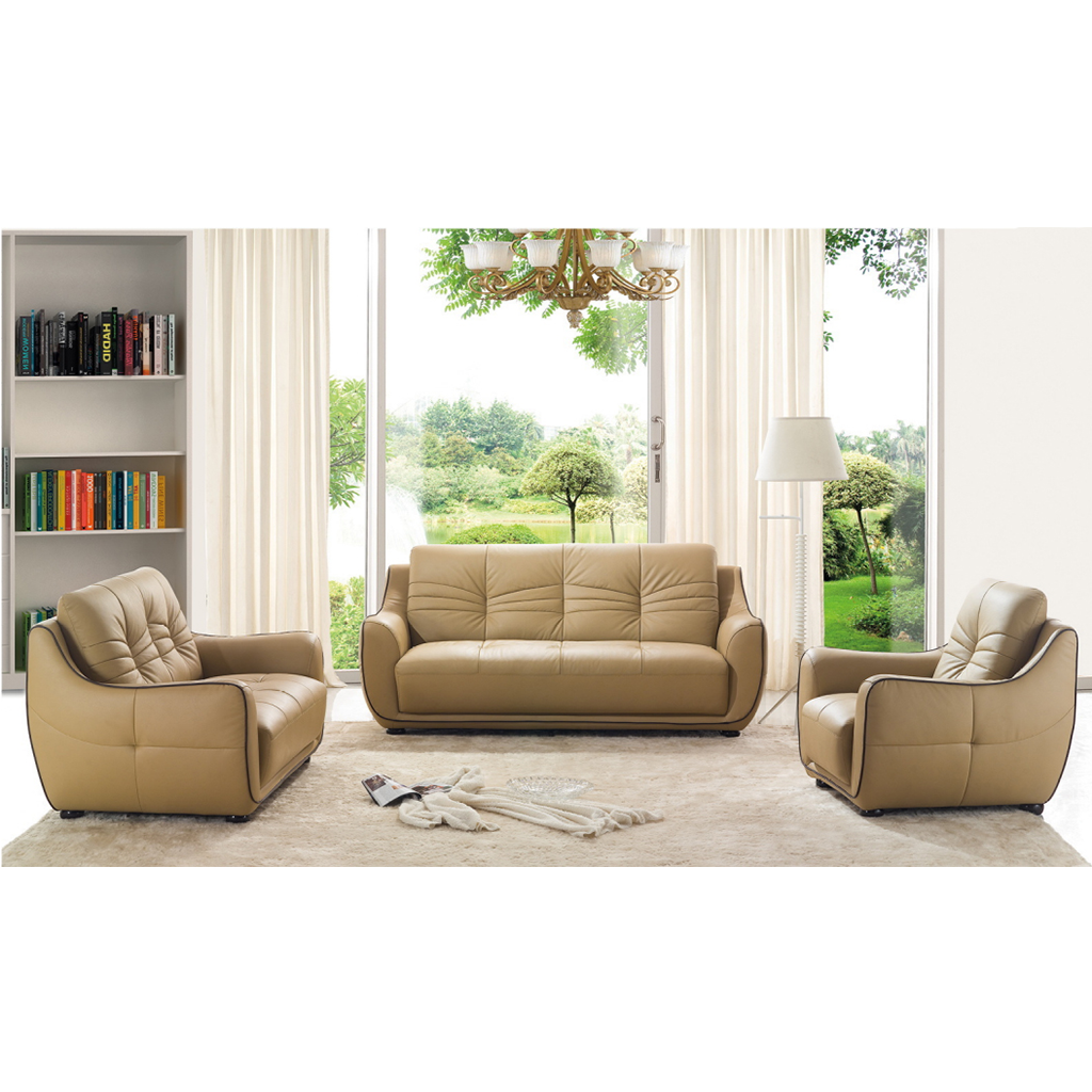 ESF 2088 Modern Living Room Set in Beige Leather