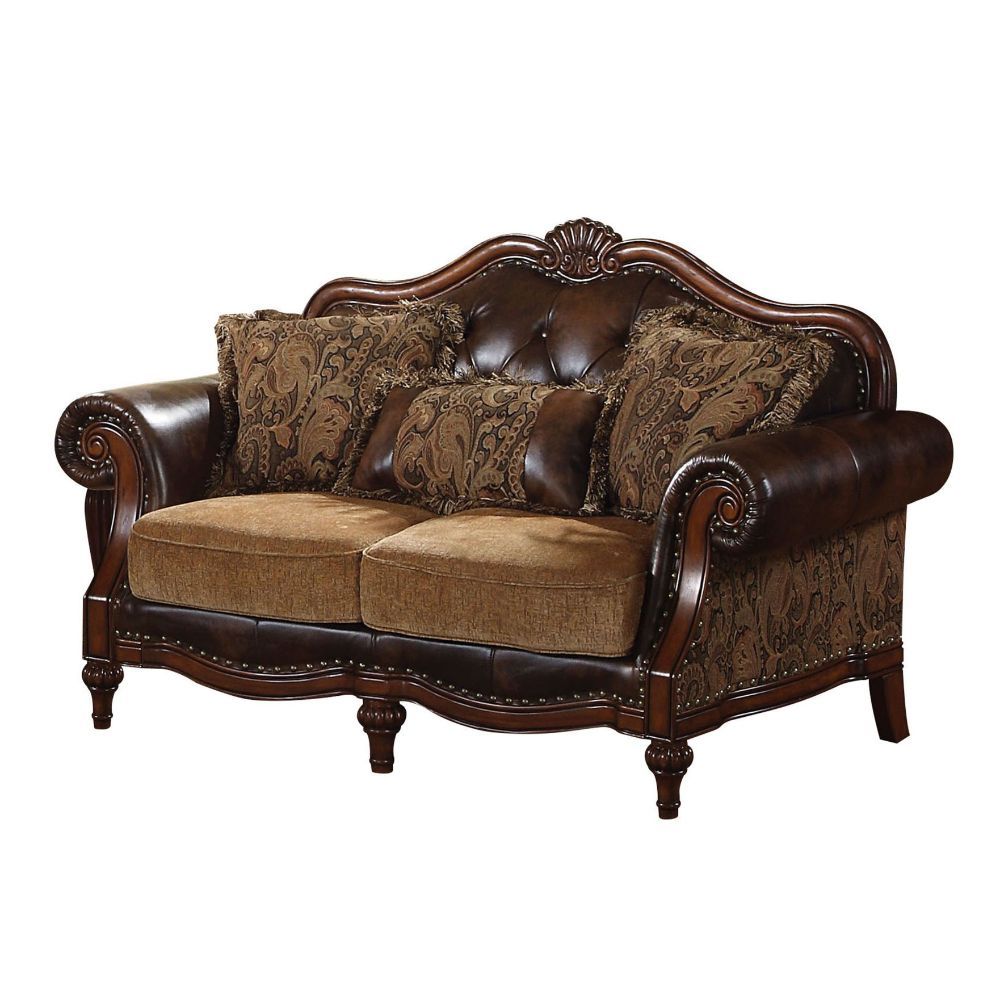 ACME Dreena Loveseat 2-Tone Brown PU & Chenille