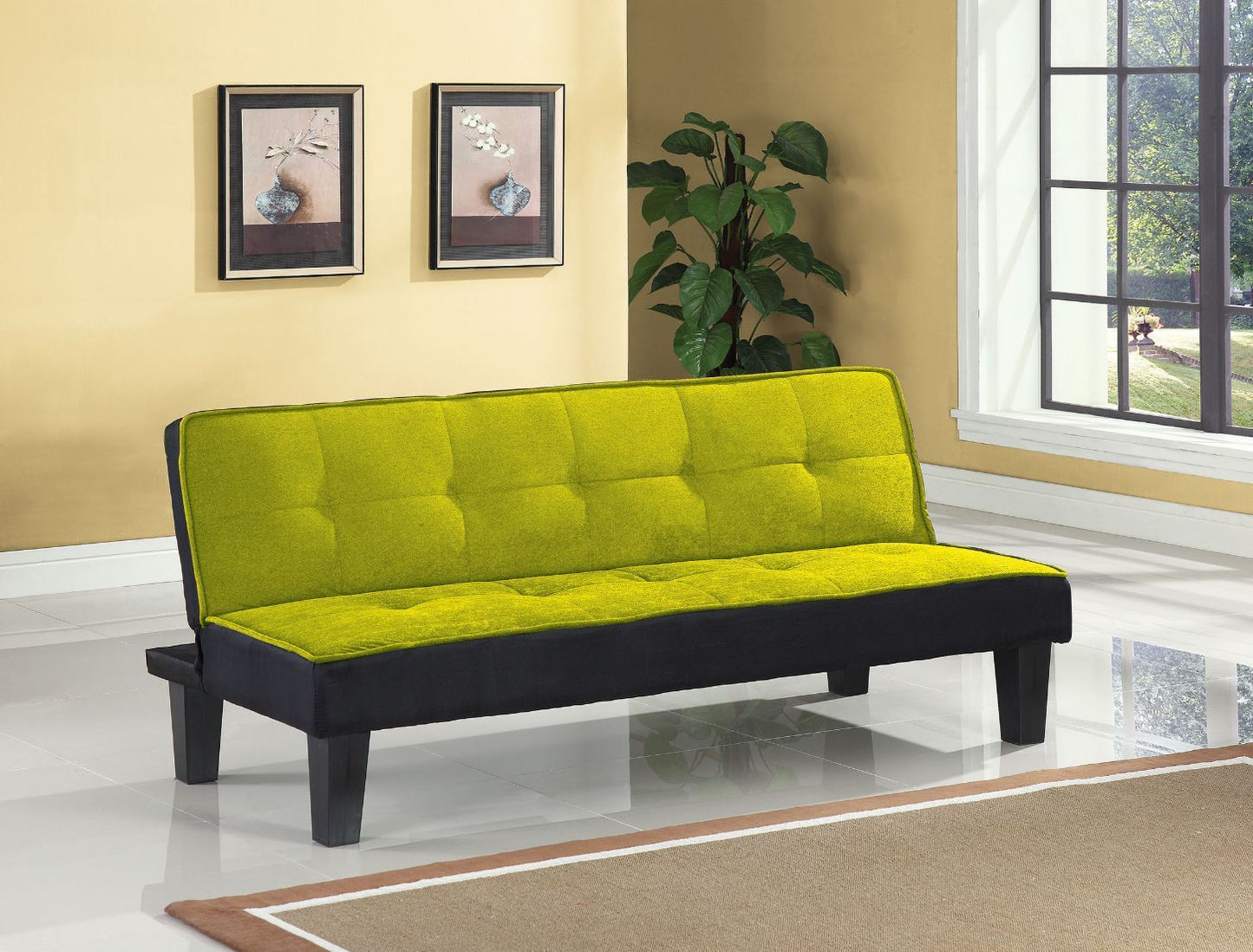 Acme Green Flannel Fabric Hamar Futon