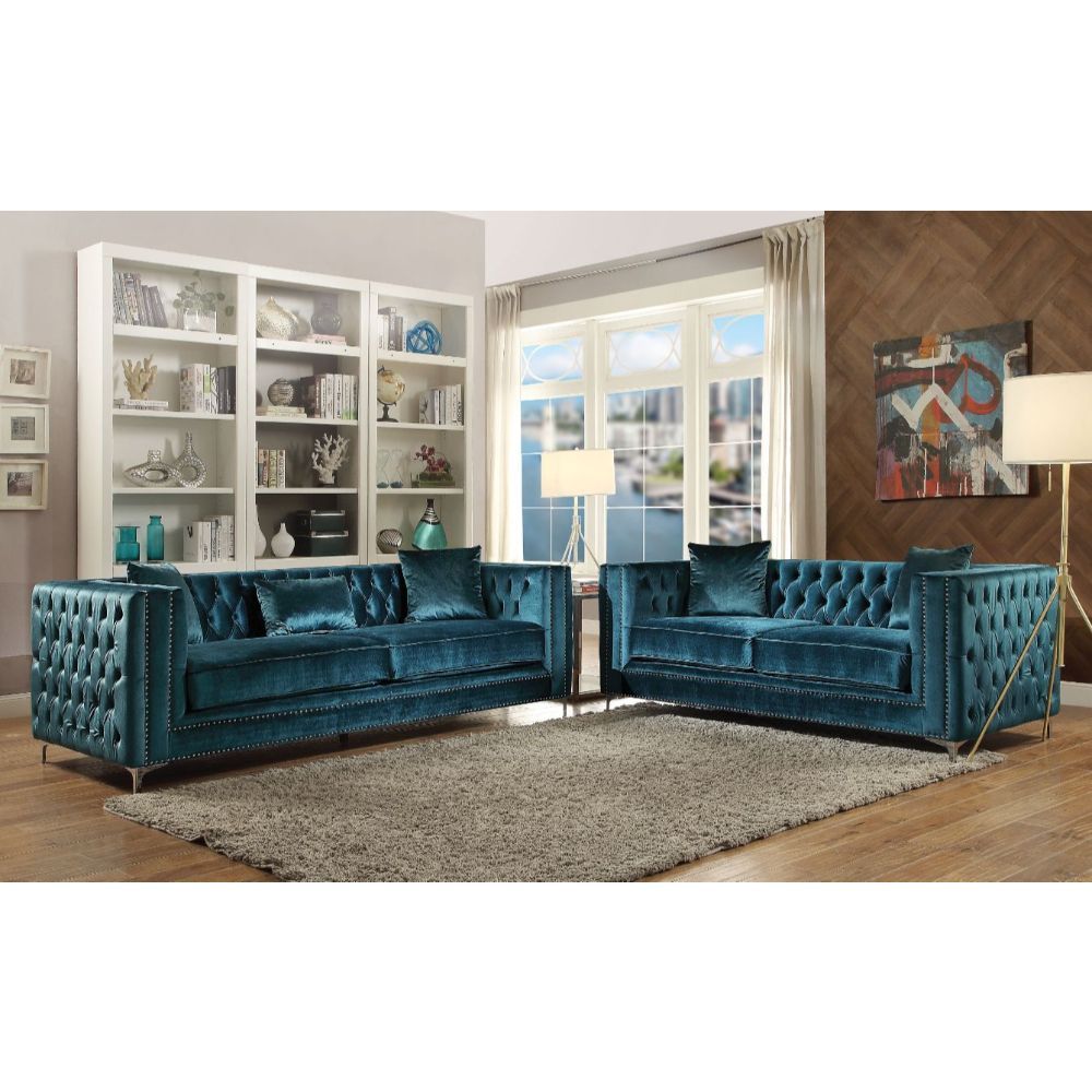 ACME Gillian Dark Teal Velvet Sofa