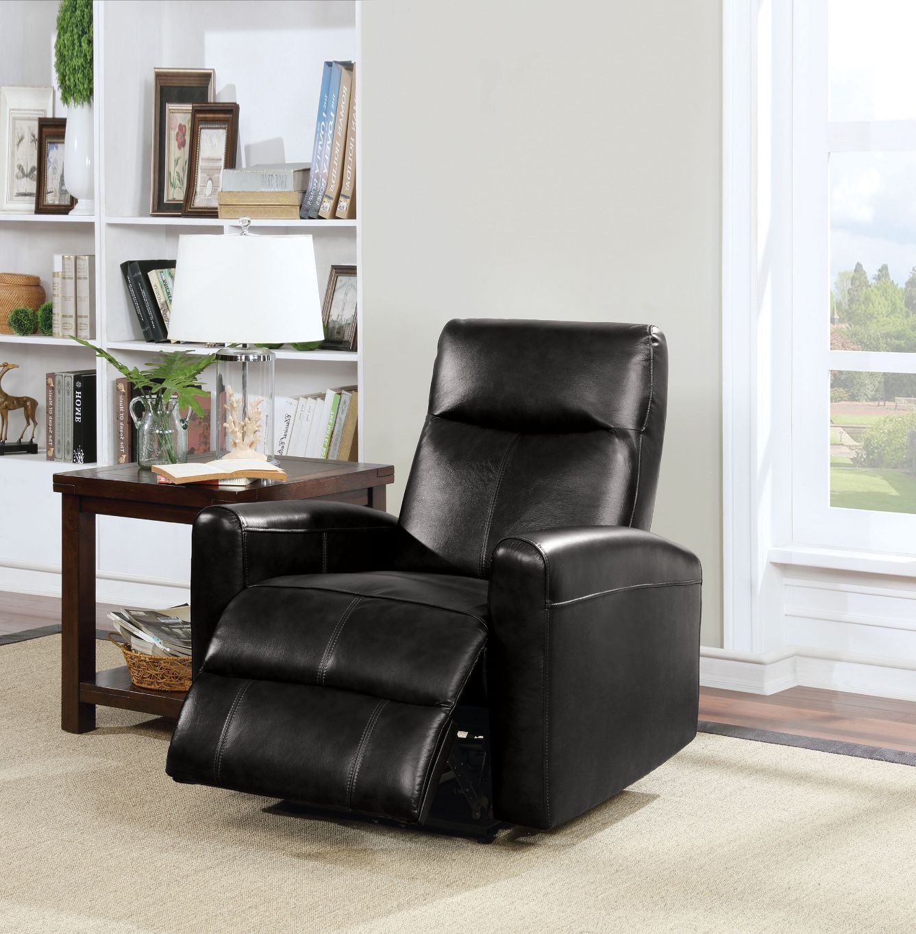 ACME Blane Recliner Black Top Grain Leather Match