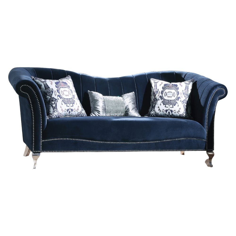 ACME Jaborosa Nail-Head Trim Accents Sofa in Blue Velvet
