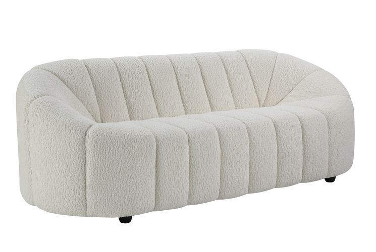 ACME Osmash Sofa Channel Tufted White Teddy Sherpa