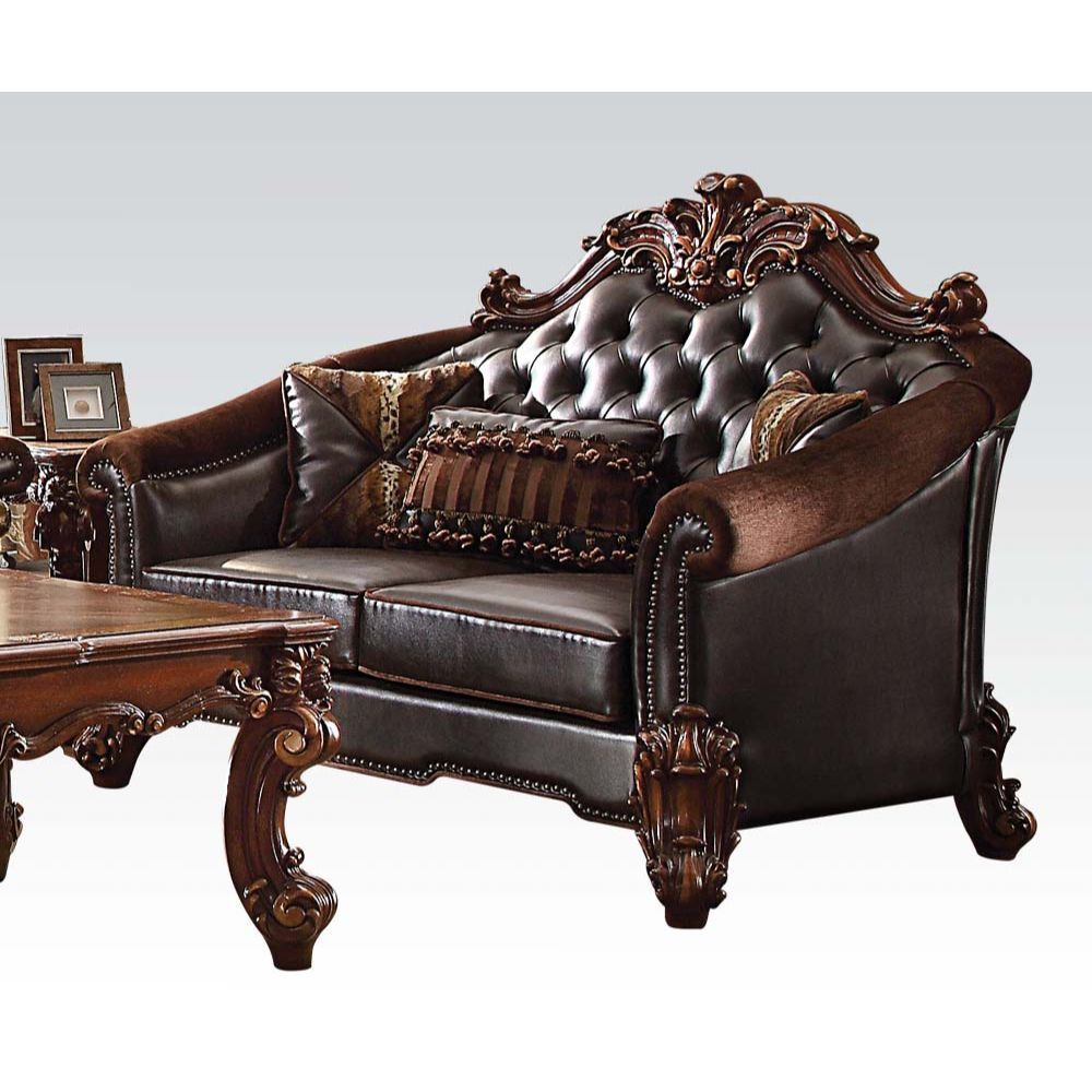 ACME Vendome II Loveseat 2-Tone Dark Brown PU & Cherry