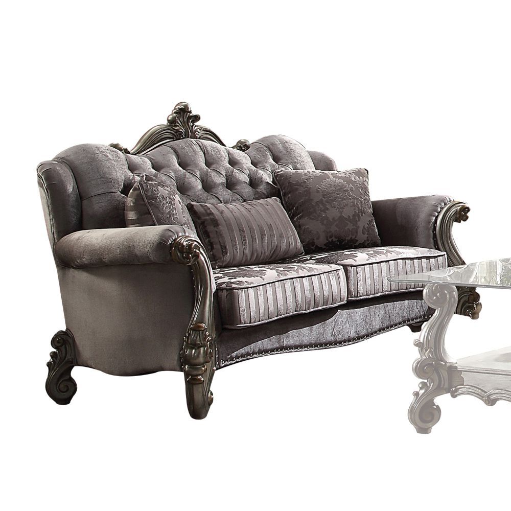 ACME Versailles Loveseat Velvet & Antique Platinum